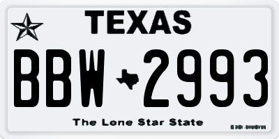 TX license plate BBW2993