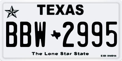 TX license plate BBW2995