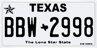 TX license plate BBW2998