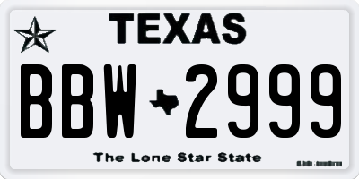 TX license plate BBW2999