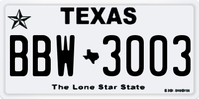 TX license plate BBW3003