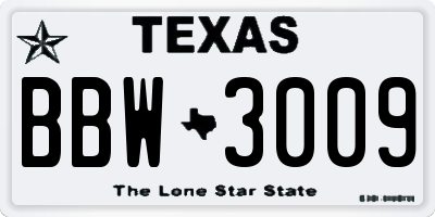 TX license plate BBW3009