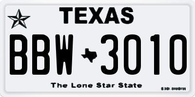 TX license plate BBW3010