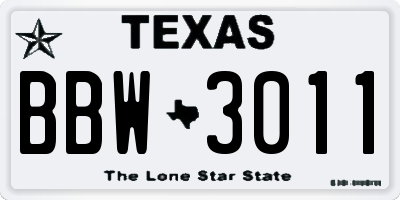 TX license plate BBW3011
