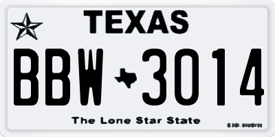 TX license plate BBW3014