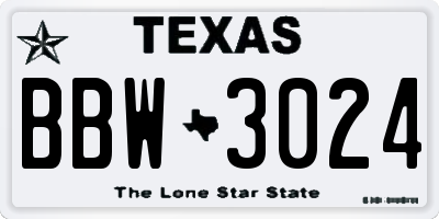 TX license plate BBW3024