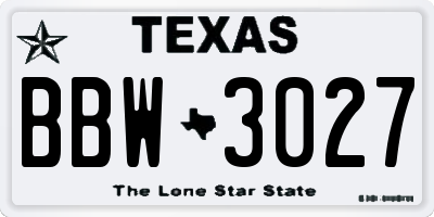 TX license plate BBW3027