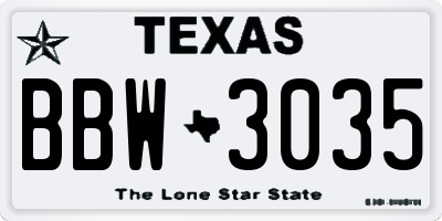 TX license plate BBW3035
