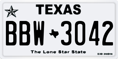TX license plate BBW3042