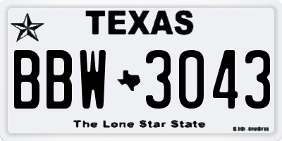 TX license plate BBW3043