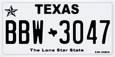 TX license plate BBW3047