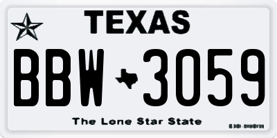 TX license plate BBW3059