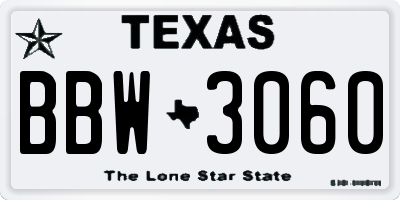 TX license plate BBW3060