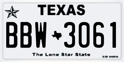 TX license plate BBW3061