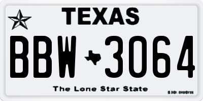 TX license plate BBW3064