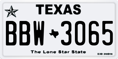TX license plate BBW3065