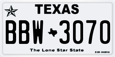 TX license plate BBW3070