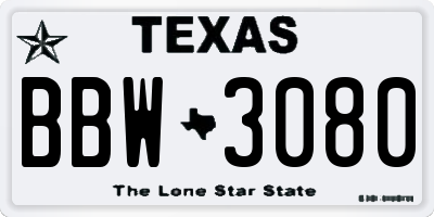 TX license plate BBW3080