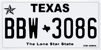 TX license plate BBW3086