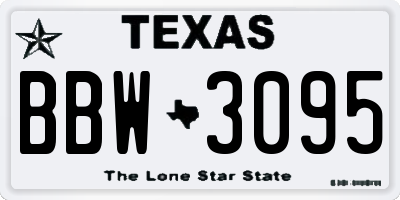 TX license plate BBW3095