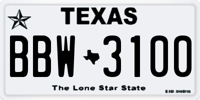 TX license plate BBW3100