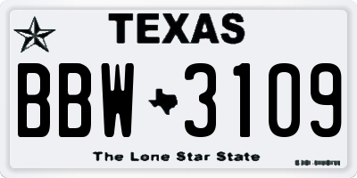 TX license plate BBW3109