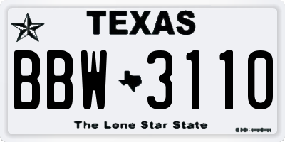 TX license plate BBW3110