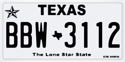 TX license plate BBW3112