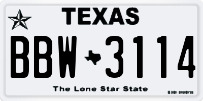 TX license plate BBW3114