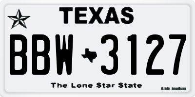 TX license plate BBW3127