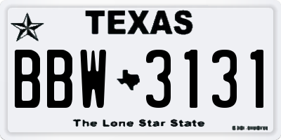 TX license plate BBW3131
