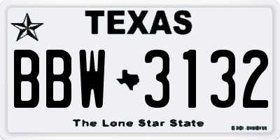 TX license plate BBW3132