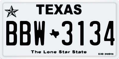 TX license plate BBW3134