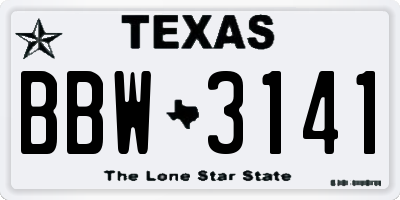 TX license plate BBW3141