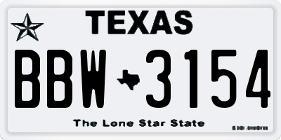 TX license plate BBW3154