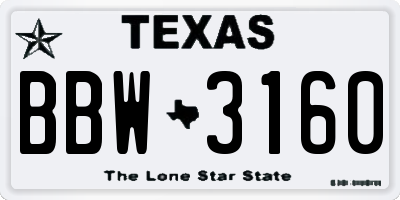 TX license plate BBW3160