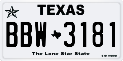 TX license plate BBW3181