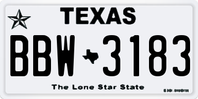 TX license plate BBW3183