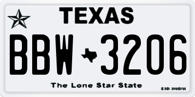 TX license plate BBW3206