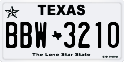 TX license plate BBW3210