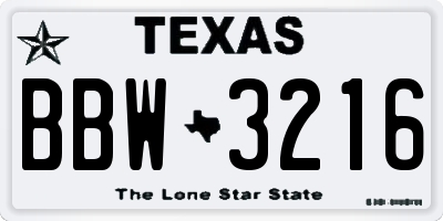 TX license plate BBW3216