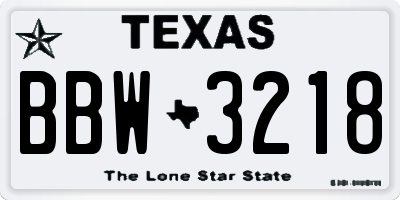 TX license plate BBW3218