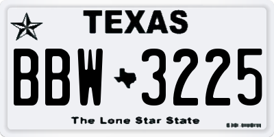 TX license plate BBW3225