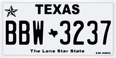 TX license plate BBW3237