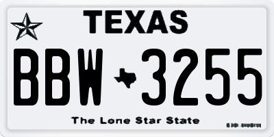 TX license plate BBW3255