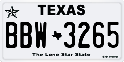 TX license plate BBW3265
