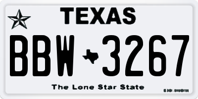 TX license plate BBW3267