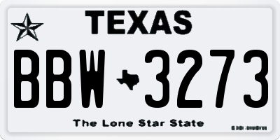 TX license plate BBW3273
