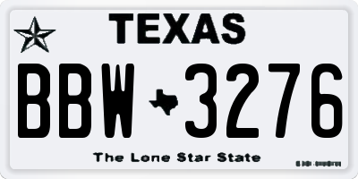 TX license plate BBW3276