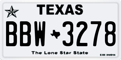 TX license plate BBW3278